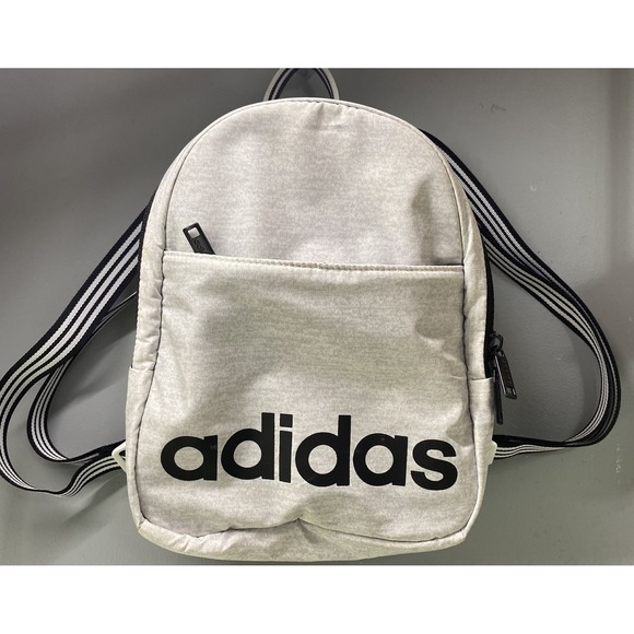 Adidas Core Mini Backpack White Jersey Black Travel Pouch Unisex 9.5x 9‎ X5" EUC - Picture 1 of 14